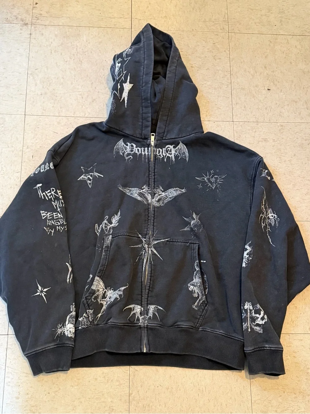 Black YoungLA “Villain” AOP Zip Up Hoodie Size Large